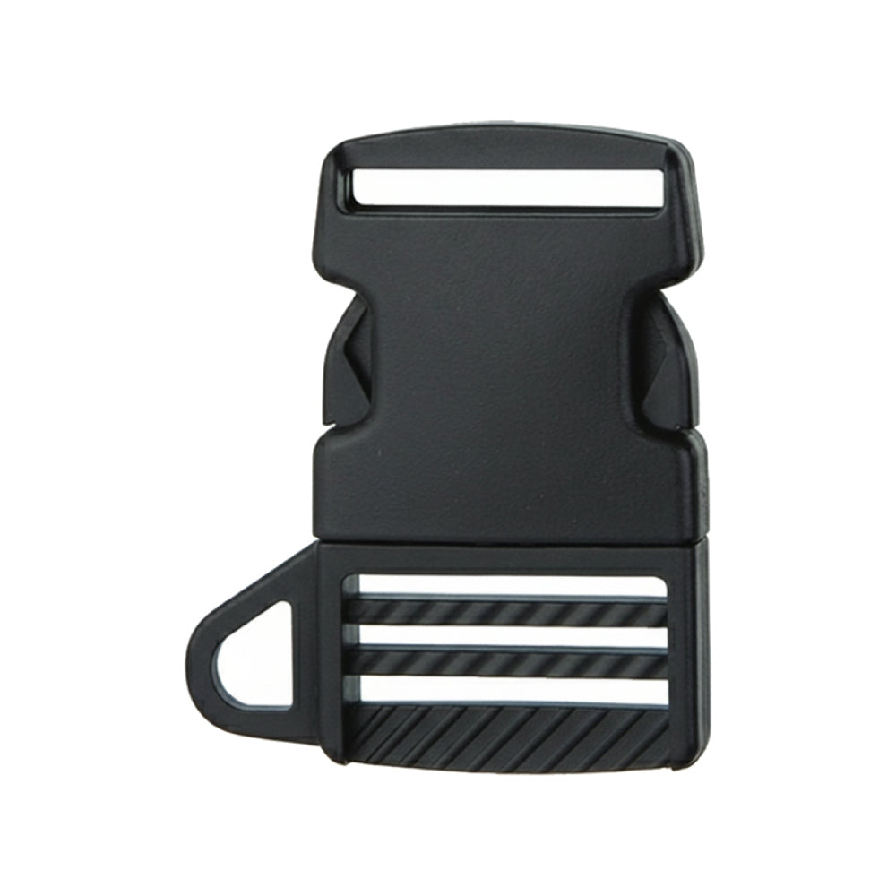 1-1/2" Black Single Adjustable Side Release Webbing Buckle with Loop Image 1
