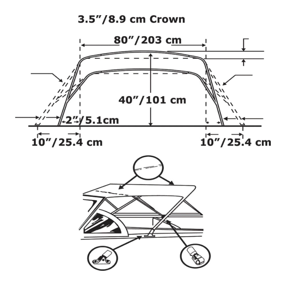 BTK-1 2-Bar Convertible Bimini Frame Kit Image 1