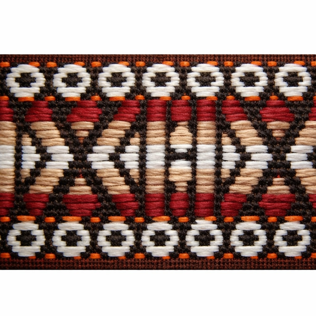"Burgundy Track" Polyester Jacquard Webbing (1.75 mm) Image 1