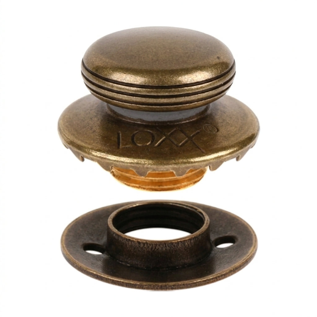 LOXX® "Pull-It-Up" Fastener Antique Brass Smooth Large Head Button Image 2