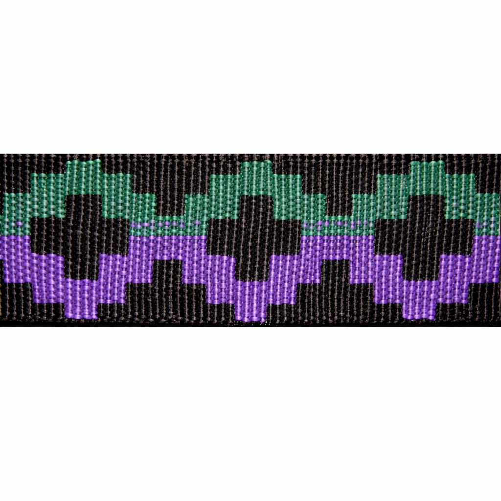 "Purple/Pine" Polyester Jacquard Webbing (1.35 mm) Image 1