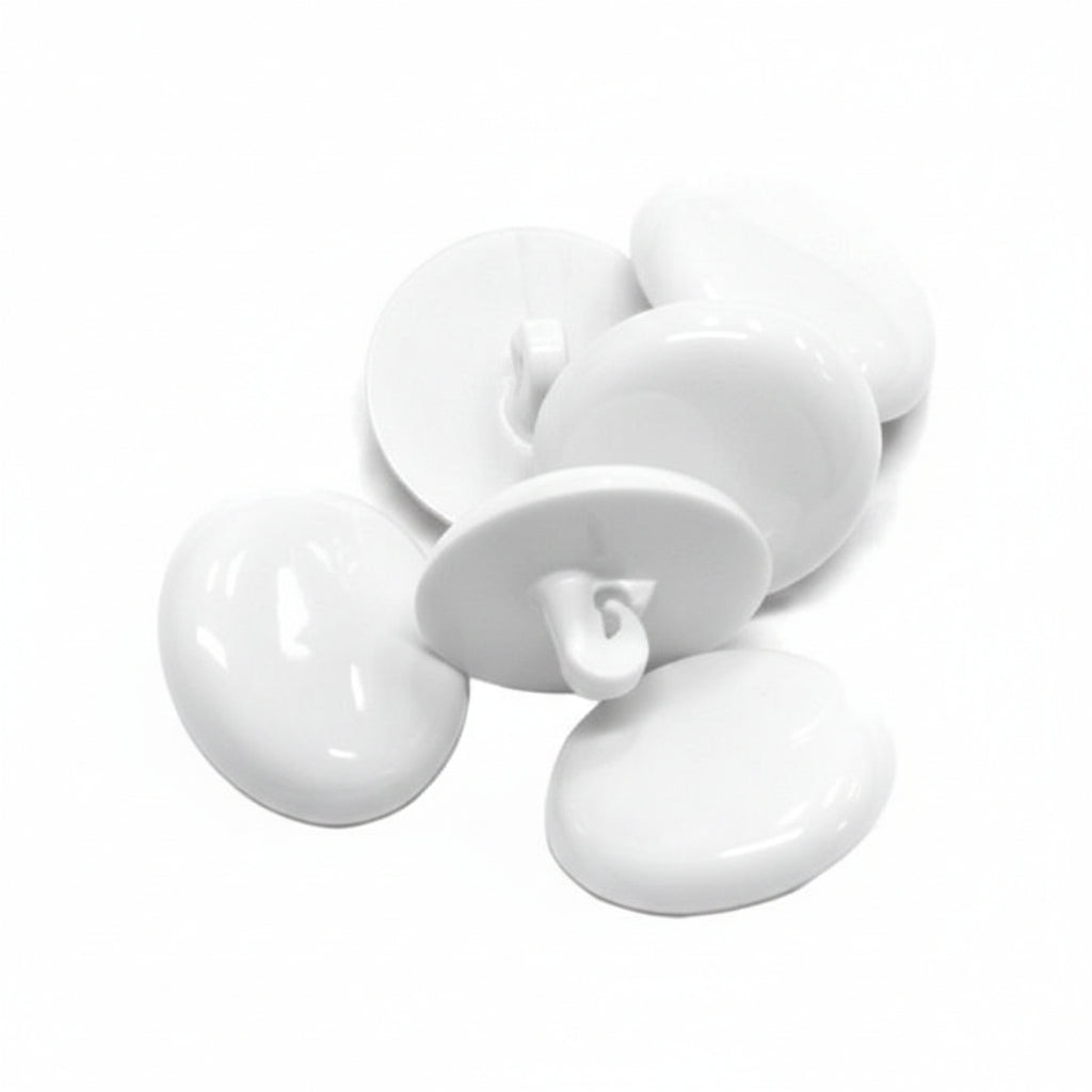 WPLDBW-5 1" (#40) White Plastic Dome Upholstery Button Image 1
