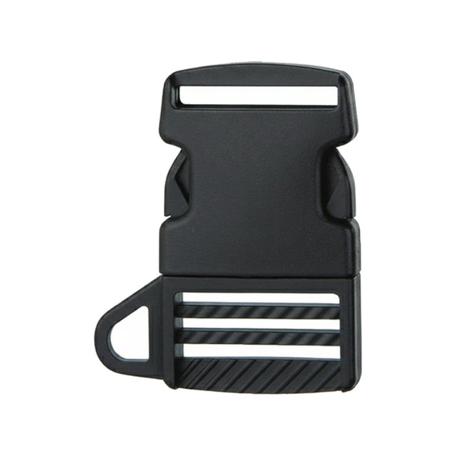 1-1/2" Black Single Adjustable Side Release Webbing Buckle with Loop Image 1