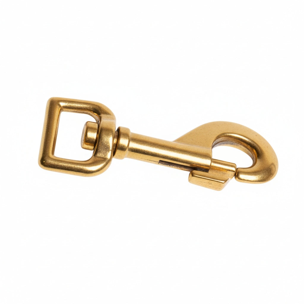 1" Heavy-Duty Die-Cast Brass-Plated Steel Bolt Snap Hook Image 1