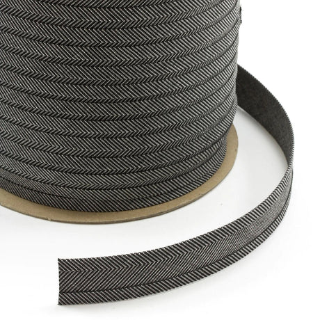 1" Sunbrella® Charcoal Tweed Bias Binding Tape Image 1