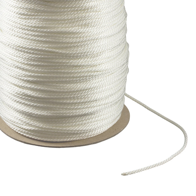 3/16" (#6) White Nylon Diamond Braid Cord Image 1