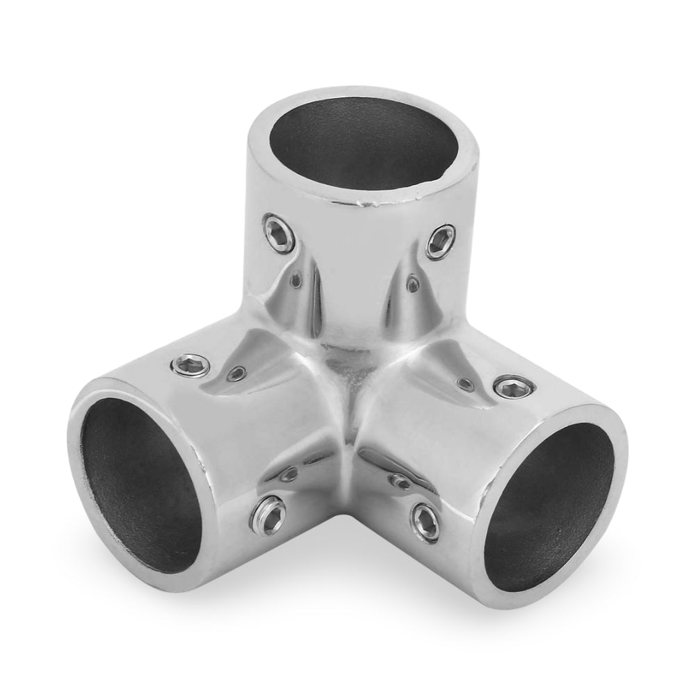 7/8" Stainless Steel 3-Way Corner Fitting Image 1