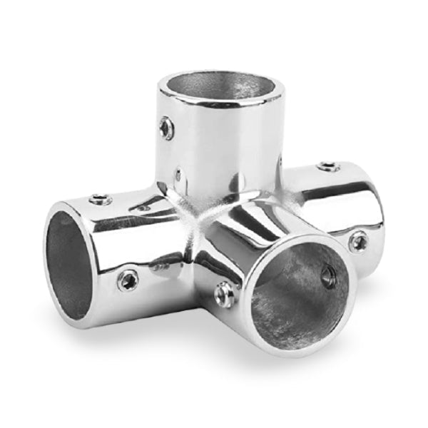 7/8" Stainless Steel 4-Way Corner Fitting Image 1