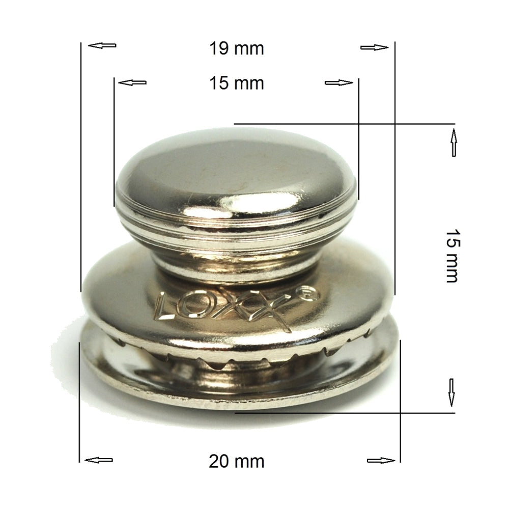 LOXX® "Pull-It-Up" Fastener Black Chrome Smooth Large Head Button Image 3