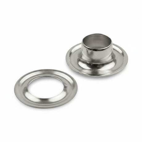 N1-00 3/16" (#00) Nickel-Plated Brass Plain Rim (Sheet) Grommet — 1 Gross Image 1