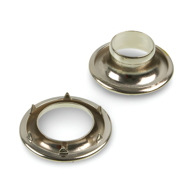 N2-2 7/16" (#2) Nickel-Plated Brass Spur (Rolled Rim) Grommet Image 1