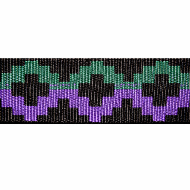 "Purple/Pine" Polyester Jacquard Webbing (1.35 mm) Image 1
