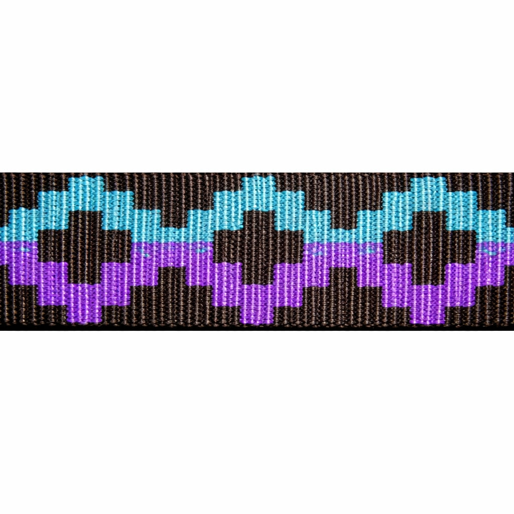"Purple/Teal" Polyester Jacquard Webbing (1.75 mm) Image 1