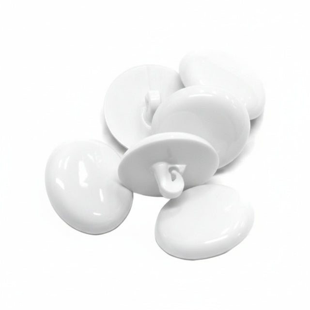 WPLDBW-5 1" (#40) White Plastic Dome Upholstery Button Image 1